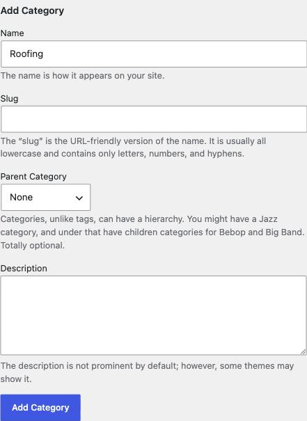 Posts to Categories, adding a new category.